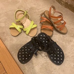 3 pairs of little girls sandals size 9